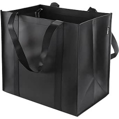 1 Packung wiederverwendbare Einkaufstasche, schwarze Vlies-Einkaufstasche, Einkaufswagen-Tasche, aufrechte Tragetasche, faltbare Einkaufstasche, Schwarz , large