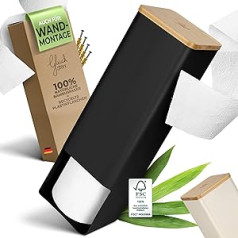 Glückstoff® Toilet Paper Storage [Wall Mounting Possible] Made of Bamboo 4 Rolls | Toilet Paper Storage Bathroom | Replacement Roll Holder | Storage Box Bathroom Toilet Paper Black