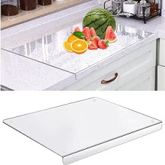 Acrylic Cutting Board, 5 mm Acrylic Chopping Board with Stop Edge, 45 cm x 35 cm, Clear Acrylic Cutting Board for the Kitchen Counter, Non-Slip Transparent Acrylic Chopping Board with Lip