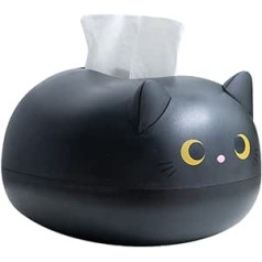 Tissue Box, Cartoon Cat Tissue Box, Tissue Box, Tissue Dispenser, Tissue Box, Cosmetic Tissue Box, Napkin Box, Paper Holder, Cosmetic Box, Tissue Box for Home, Office, Car, Tissue Cover, Black