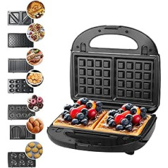 Sandwich Maker 7 in 1, Contact Grill, Waffle Iron, Sandwich Toaster, Panini Grill, Non-Stick Coating, Double-Sided Baking at Constant Temperature, 750 W