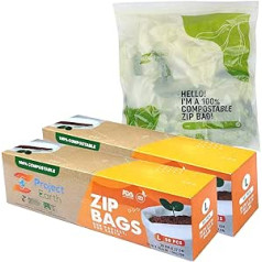 2 Pack Compostable Zippered Bags for Freezer, Sandwich, Food Storage and More, Resealable Seal, Eco-Friendly Product