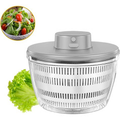 Automatic Salad Spinner, USB Wireless 4000 ml Salad Spinner Dehydrator for Fruit Vegetables, Salad Bowl for Serving, Quick Drainage Kitchen Aid in Trendy Colour, Long Ready, Silver