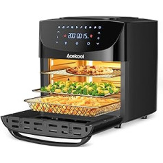 18L Hot Air Fryer XXL, 1800W Hot Air Oven - Air Fryer - Fryer Without Oil - Hot Air Fryer with 7 Accessories, LED Digital Touch Screen, Visualised Window - Acekool Air Fryers FT1