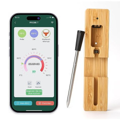 Bezvadu gaļas termometrs ar ātru temperatūras mērīšanu 1 sekundē, Bluetooth savienojumu un IPX7 ūdensizturīgu, perfektu grila piederumu ar lietotni Probe Temp