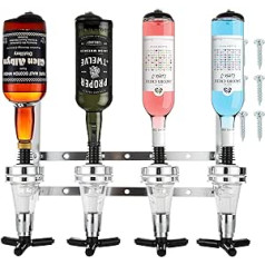 4 bottle optics for spirits, bar look for home bar, 4 compartment bar butler 30 ml shot measurement holder, alcohol drink dispenser