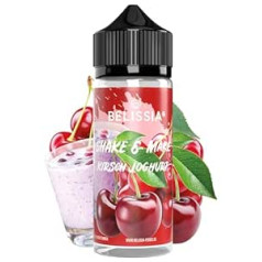 Belissia Shake and Make - Ķiršu jogurts - Lielas devas pārtikas aromāts 10 ml ar praktisku šeikera pudelīti sajaukšanai. Izmantošanai pārtikā, smidzinātājiem, miglas mašīnām utt.