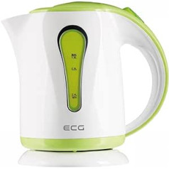 ECG green RK 1022 Electric Kettle, Illuminated Water Level Indicator, High-Quality Plastic Design BPA Free, 1.0 L Capacity, 900-1100 W, Plastic, 1 Litre, Green/White