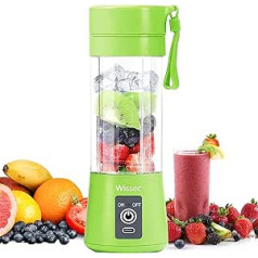 Wissec Mini Mixer, Portable Personal Blender, Green, Suitable for Smoothies and Milkshake, Electric Mini Portable Mixer, 4000 mAh USB Rechargeable Juice Blender, Six 3D Blades, 380 ml