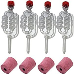 Almost Off Grid 4 x Bubbler Air Locks and 4 x Drilled Rubber Stoppers for Glass Demijohns, Home Brewing, Wine Making, Sea Making, Beer Making, Cider Making, Fermentation