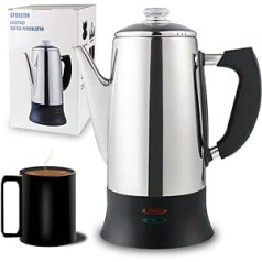 APOXCON Percolator Coffee Pot Electric ETL Approved, 12 Cups Stainless Steel Coffee Maker with Heat-resistant Glass Knob and Cleaning Brush, Coffee Percolator with Warming Function, Wireless