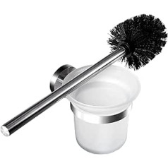 Ambrosya® Exclusive Toilet Brush Holder Made of Stainless Steel Bathroom Glass Holder Toilet Brush Holder Toilet Brush Holder Toilet Brush Toilet Brush Set (Brushed Stainless Steel)
