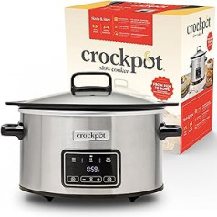 Crockpot Sizzle & Stew digitālā lēnā plīts, 3,5 l (3–4 cilvēki), noņemama indukcijas bļoda, piemērota gaļai un dārzeņiem, EU 2 kontaktu spraudnis, nerūsējošais tērauds [CSC111X]