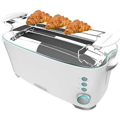 Cecotec Toast&Taste Extra Double W, 1350 W Leistung, Doppel-Langschlitz für 2 Toasts, Automatische Abschaltung und Pop-up-Funktion, Edelstahl, Krümelablage, Selbstzentrierung