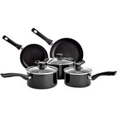 Amazon Basics 5 Piece Non Stick Induction Cookware Set with Lids Black