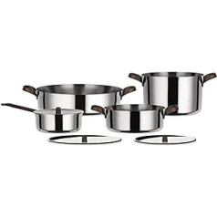 Alessi Edo PU100S7 Design Pot Set 18/10 Stainless Steel Handles 18/10 Stainless Steel with PVD Coating Brown 24 Design Pieces