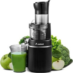 Aobosi Juicer Slow Juicer for Whole Fruit and Vegetables & BPA-Free, Electric Juicer with 80 mm Opening, Juicer Vegetables and Fruit Test Winner, Reverse Function, Quiet Motor, Black