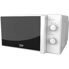 Beko MOC20100WFB Solo Microwave 20 Litres, 700 W, Timer Max. 30 Min, 5 Levels, Defrost and Reheat Functions, Adjustment with Rotary Knob, End Display, Turntable with 24.5 cm Diameter, White