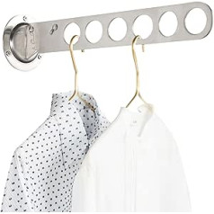 Mecmbj Clothes Hook Foldable Wall Mounted 6-Hole Clothes Hanger Holder Clothes Stainless Steel Clothes Rack Wall Clothes Rail Wall Coat Rack Rail for Cupboard, Bedroom, Bathroom, Balcony