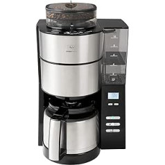 Melitta Aromafresh 1021-01 Filtra kafijas automāts ar termisko kannu un integrētu dzirnaviņas, apm. 10 glāzes, melnas