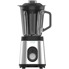 Cecotec Mixer Glass Power Black Titanium 1000 INOX. 1000 W, Stainless Steel Case, 6 Blade with Black Titanium Coating, 1.5 L Glass Jug, 5 Speeds [Energy Efficiency Class A+]