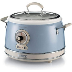 Ariete 2904 Rice Cooker, Rice Cooker, Slow Cooker, Steamer, Vintage Line, 3.5L, Non-Stick Ceramic Coating, 650W, Pastel Blue