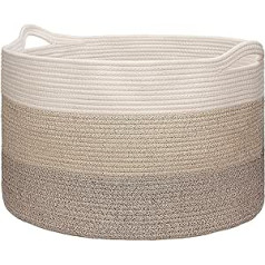 Ajiteogy Tall Laundry Basket, Large Woven Rope Laundry Basket with Handles, 55cm x 35cm, Blanket Basket, Toy Baskets, Laundry Baskets, Ideal for Living Room, Nursery and Bedroom