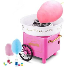 Cotton Candy Machine, Retro Cotton Candy Machine, Cotton Candy Machine with Sticks and Measuring Spoon, Cotton Candy Machine for Home Children's Birthday Party (B-Pink)