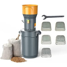 Electric Grain Mill Mill Corn Mill Agriculture Grain Mill Machine for Grain Corn Grain Wheat Feed Mill Flour Mill 5 Sizes Grinder Sieves + 1 Wrench (25L)