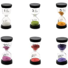 AyeVision Set of 6 Multi Coloured Sand Timer Sand Timer Sand Timer 1 Minutes 3 Minutes 5 Minutes 10 Minutes 15 Minutes 30 Minutes