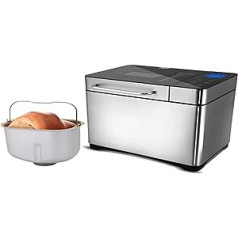 COOCHEER Fully Automatic Bread Maker 710 W Bread Maker and Programmable for Bread Maker with 19 Programmes, for Craft Bread, Gluten Free, Dough, Cake and Jam Silver