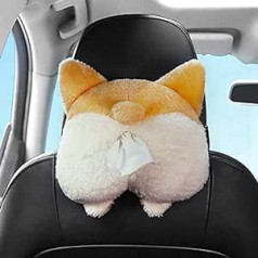 XIAOHONG Plush Corgi Toy Style Anime Tissue Box Cartoon Tissue Cover Paper Holder Napkin Box Paper Storage Box Tissue Tray Paper Container for Car Home Bathroom Accessories