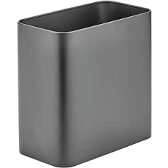 mDesign taisnstūrveida atkritumu tvertne - kompakta atkritumu tvertne vannas istabai, birojam un virtuvei ar pietiekami daudz vietas atkritumiem - Metāla makulatūras tvertne - grafīts