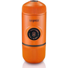 WACACO Nanopresso Portable Espresso Machine, Upgrade Version of Minipresso, 18 Bar Pressure, Small Travel Coffee Maker, Without Case, Manual Operated, for Camping and Hiking, Orange