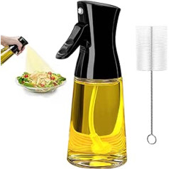 Olive Oil Sprayer for Cooking, 180ml Glass Oil Dispenser Bottle with Brush, Rapeseed Oil, Vinegar Spray Mist for Kitchen, Refillable Accessories, Widely Used for Air Fryer, Baking, BBQ