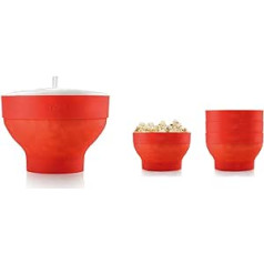 Lékué XL Microwave Popcorn Set with Silicone Mould and 4 Stackable Bowls, Red