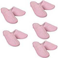 5 Pairs of Guest Slippers Set Disposable Universal Size Slippers High Quality Washable Non-Slip Hotel Slippers Coral Fleece Hotel Bath Slippers for Party Guest Slippers (D: 5 Pairs Pink)