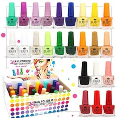 Beauty4Britain nagu laku komplekts - 24 moderni toņi - 5 ml - krāsaini vāciņi - (krāsu komplekts B, 24 pudeles)