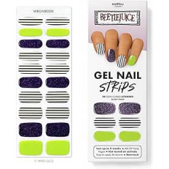 Moyou London Beetlejuice 20 Pieces Nail Gel Wraps, Nail File and Cuticle Pen Wooden Gel Wraps for Nails Salon Quality Manicure Kit and Pedicure Accessories