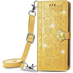 Vqwq mobilā tālruņa futrālis LG Velvet 5G — regulējama siksniņa Sparkly Animal Leather Case Iebūvēts spraugas aizsargājošs atloka korpusa statīva magnētiskais vāciņš priekš LG Velvet 5G [MG] — dzeltens