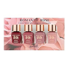 Barry M Romantic Rose nagu lakas dāvanu komplekts 4 rozā tonēti spīdīgi toņi rozā