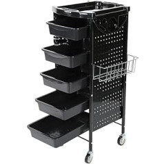 Ejoyous Hairdressing Trolley, Work Trolley with 5 Drawers, Professional Hairdressing Accessories, Operating Trolley, Stackboy Salon Aid, Hairdresser Work Trolley, Trolley, Hairdresser, Cosmetician, 53 x 44 x
