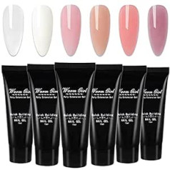 Warm Girl Poly nagu pieaudzēšanas želejas komplekts 15ml 6gab Nude Colors nagu želeja veidojoša želeja Viegli uzklājama Builder Gel