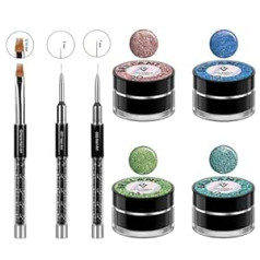 ‎Generic Victoria Vynn Nail Art Set: Profesionāla mirdzošu želeju un otu kolekcija radošam nagu dizainam, ieskaitot ombre un nagu mākslas otu