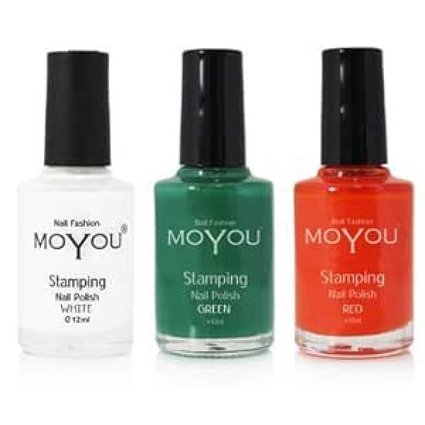 Nails Moyou MoYou Christmas Special Nail Polish 3 Pack Nail Polish Green, Red and White Shades Creates stunning nail polish design.