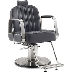 Barberpub 8548 Hairdressing Chair with Headrest, Hairdressing Chair Height Adjustable Tilting for Men Women, Hairdressing Furnishings Operating Chair Home Modern, Faux Leather, 8548 (Grey/Silver)