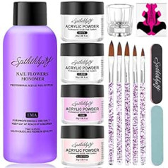 Spththhpy Set Powder and 75 ml Acrylic Nail Liquid, 4 Colours Acrylic Nail Set, No UV Lamp Required, Suitable for Beginners and Nail Experts