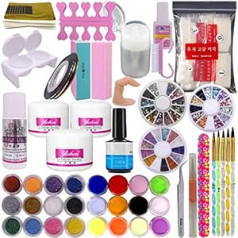 ‎Warm Girl Siltas meitenes DIY nagu mākslas dekorēšana UV želejas komplekts Brush Bufer Tool Nagu uzgaļi Līme Krāsains akrila pulveris Glitter 4 Way Buffer Block Slīpēšanas vīles Salona komplekts Instrumenti