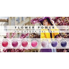 Nails Factory N&BF 7-daļīgs Color Gel Set Flower Power 7 x 5 ml UV Color Gel Economy Set Color Gel septiņos ziedu rozā un purpura toņos Made in EU Economy Pack gēla nagiem un nagu mākslas dizaina profesionālajiem nagiem