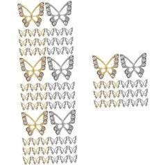 Popetpop 80 Pcs Nail Butterfly Ornaments Christmas Decoration Nail Art Gems Nail Decorations for Nail Art Nail Accessories Gold Decor Butterfly Pendant Nail Nail Decorations